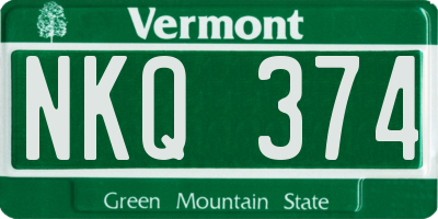 VT license plate NKQ374