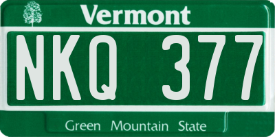 VT license plate NKQ377