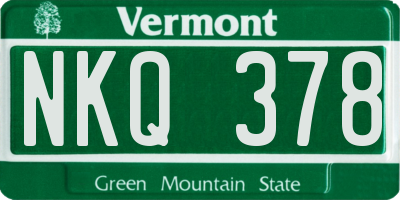 VT license plate NKQ378