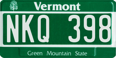 VT license plate NKQ398