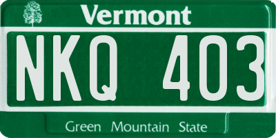 VT license plate NKQ403