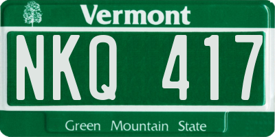 VT license plate NKQ417
