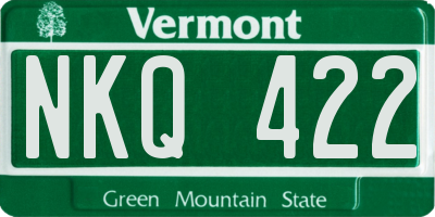 VT license plate NKQ422