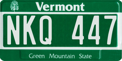 VT license plate NKQ447