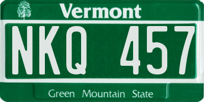 VT license plate NKQ457