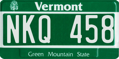 VT license plate NKQ458