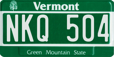 VT license plate NKQ504