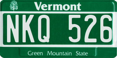 VT license plate NKQ526