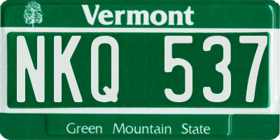 VT license plate NKQ537