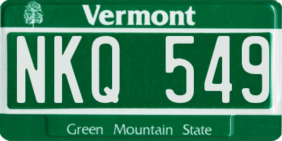 VT license plate NKQ549