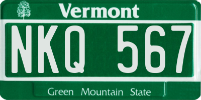 VT license plate NKQ567