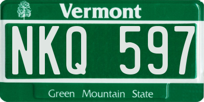 VT license plate NKQ597