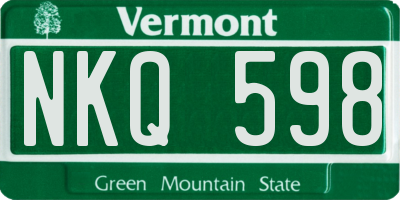 VT license plate NKQ598