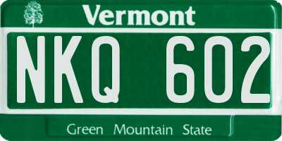 VT license plate NKQ602
