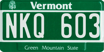 VT license plate NKQ603