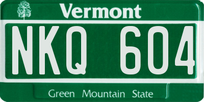 VT license plate NKQ604
