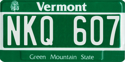 VT license plate NKQ607