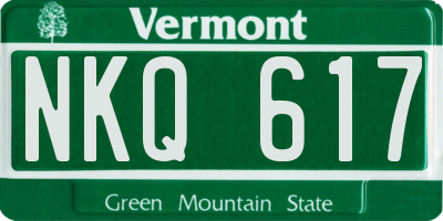 VT license plate NKQ617