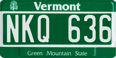 VT license plate NKQ636