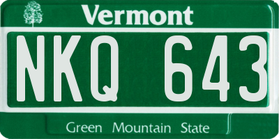 VT license plate NKQ643