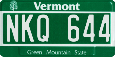 VT license plate NKQ644