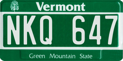 VT license plate NKQ647