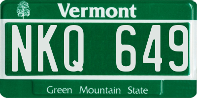 VT license plate NKQ649