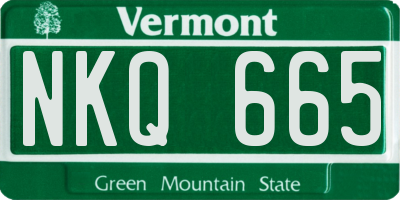 VT license plate NKQ665