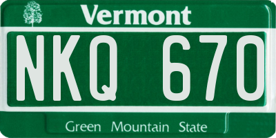 VT license plate NKQ670