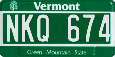 VT license plate NKQ674