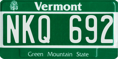 VT license plate NKQ692