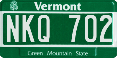 VT license plate NKQ702