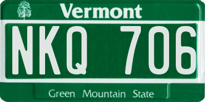 VT license plate NKQ706