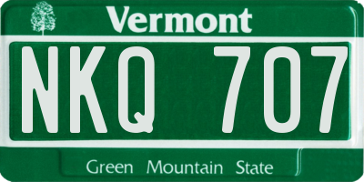 VT license plate NKQ707