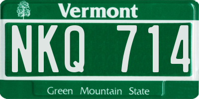 VT license plate NKQ714