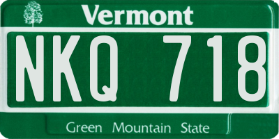 VT license plate NKQ718