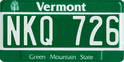 VT license plate NKQ726