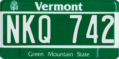 VT license plate NKQ742