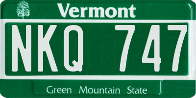 VT license plate NKQ747