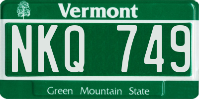 VT license plate NKQ749