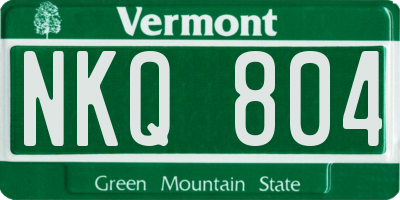 VT license plate NKQ804