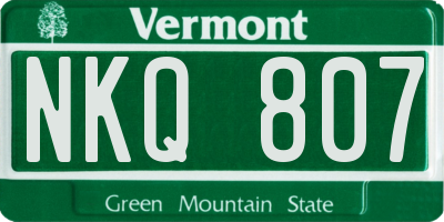 VT license plate NKQ807