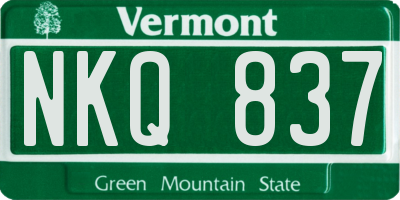 VT license plate NKQ837