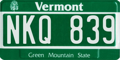 VT license plate NKQ839