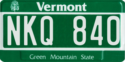 VT license plate NKQ840