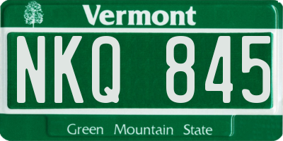 VT license plate NKQ845
