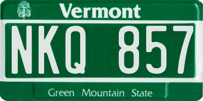 VT license plate NKQ857