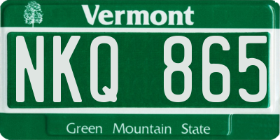 VT license plate NKQ865
