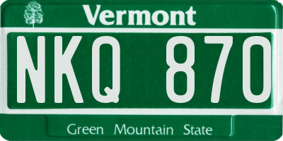 VT license plate NKQ870