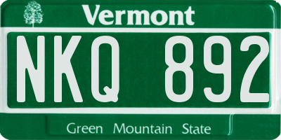 VT license plate NKQ892